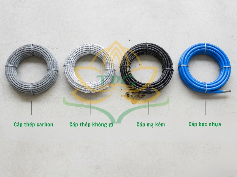 Phan loai cap thep theo vat lieu gom thep carbon va khong gi, ket hop lop ma hoac khong ma