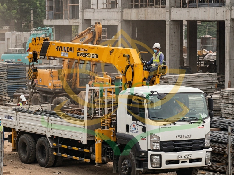 Xe Isuzu F-Series gan cau Hyundai Everdigm 5 tan