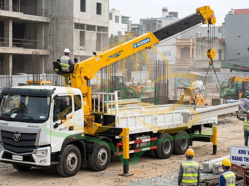 Xe Thaco Auman gan cau Soosan 5 tan