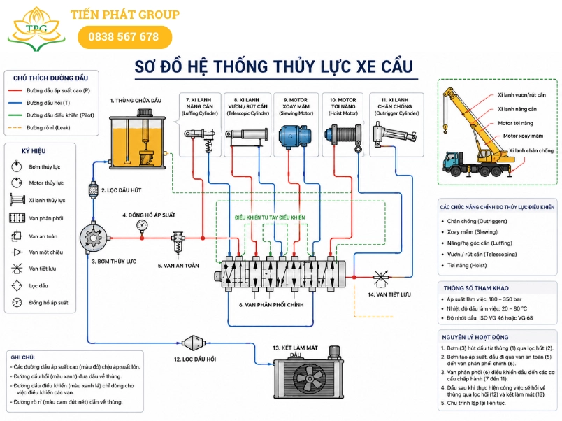 Hệ thống thủy lực xe cẩu: Cấu tạo, nguyên lý và các lỗi thường gặp 3 So do he thong thuy luc xe cau